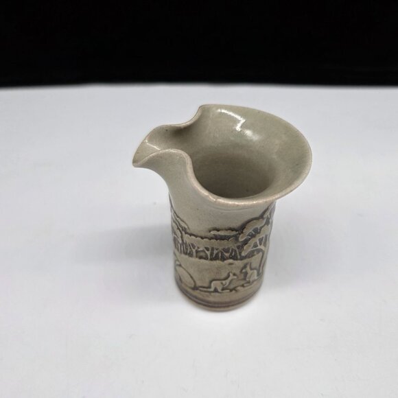 Vintage Australian Graham Pottery Mini Creamer Pitcher With Scenic Forest Design - Picture 2 of 8